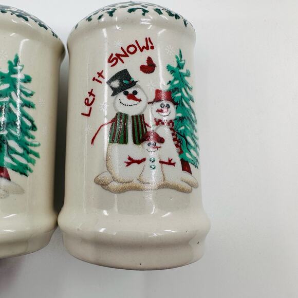 Atico Let It Snow Stoneware Sugar/Salt & Pepper Shaker Set of3 Christmas/Holiday - Picture 8 of 8